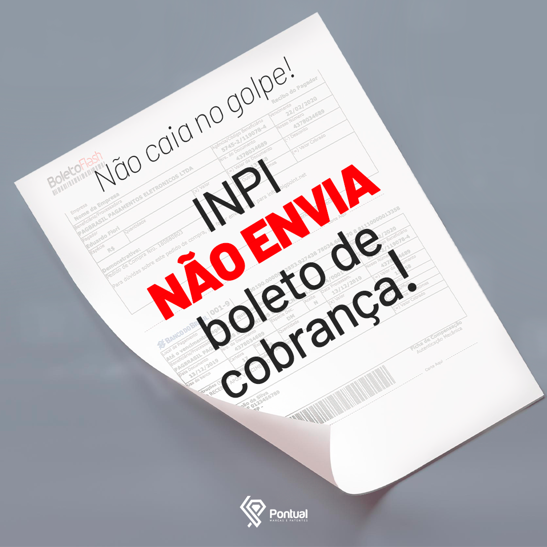 O INPI não envia boleto de cobrança